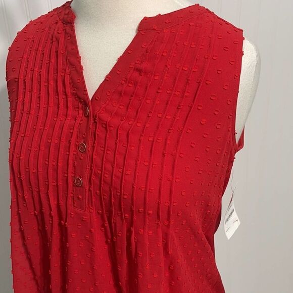 Charter Club Sleeveless Button Blouse Barn Red XS - Picture 6 of 13